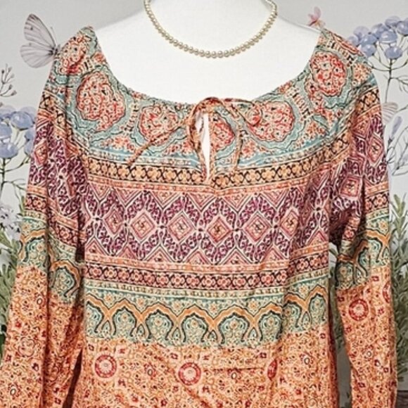 RALPH LAUREN | 100% COTTON BOHO SEMI-SHEER BLOUSE - Picture 7 of 15